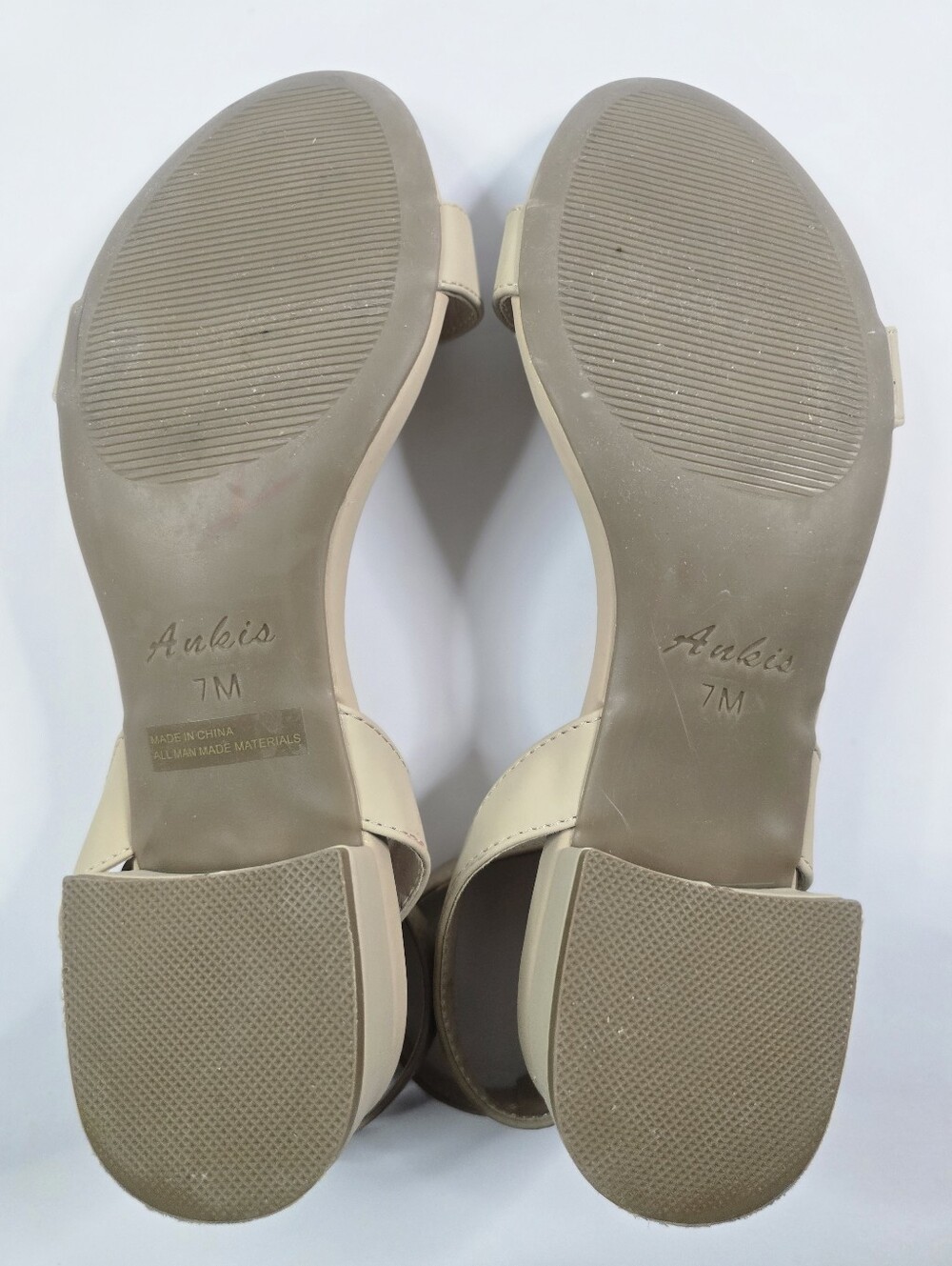 Ankis Nude Beige Ankle Strap Flat Sandals Size 7M - Picture 7 of 8